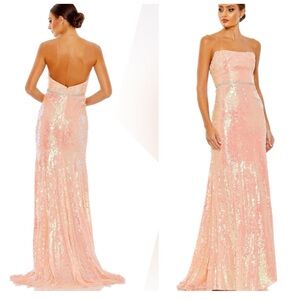 NWT IEENA for Mac Duggal Sequined Strapless
Rhinestone Belt Gown Coral Pink Sz 8